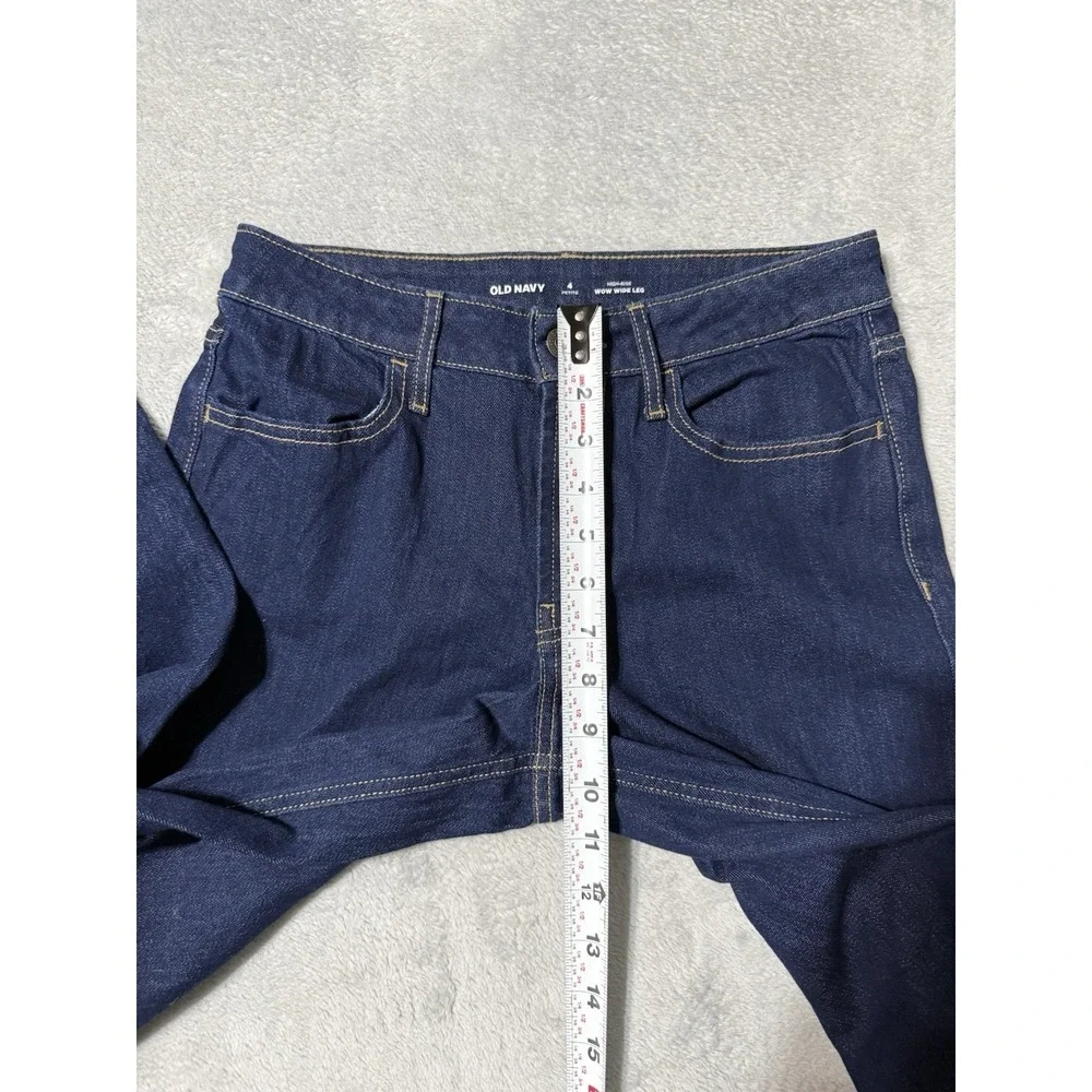 Old Navy Jeans Womens 4‎ Petite Blue High Rise Wow Wide Leg Dark Wash 27x28